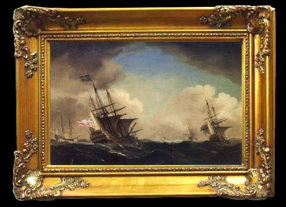 framed  Monamy, Peter A squadron of English ships beating to windward in a gale, Ta092